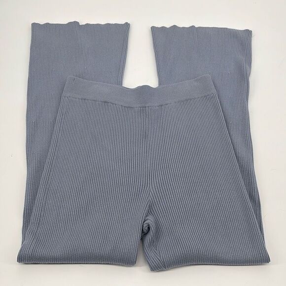Abercrombie & Fitch Kick Flare Bellbottom Pull-on Ribbed Knit Pants Blue M - Picture 3 of 9